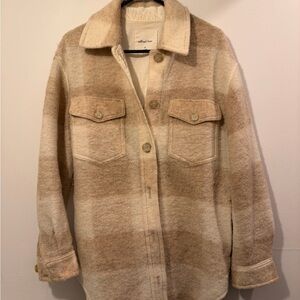 Wilfred Beige Plaid Shacket Jacket wool ganna